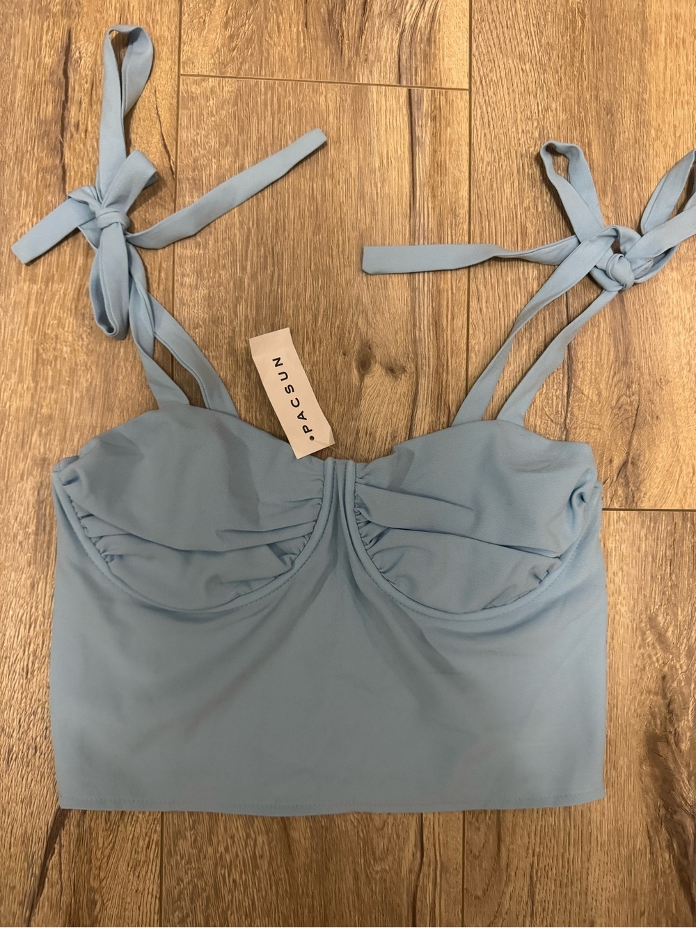 PacSun brand new with tags Sky Blue Tie-Shoulder Bustier Crop Top